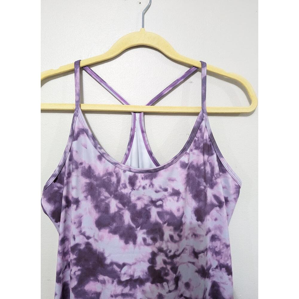 Women's HDE Active Purple Midi Tank Dress with Racer Back and Hidden Shorts L - Picture 2 of 7